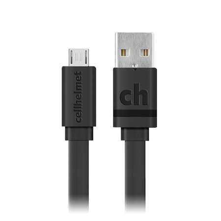 CELLHELMET Micro USB Flat Cable 6ft, Black CABLE-F-MICRO-6-B